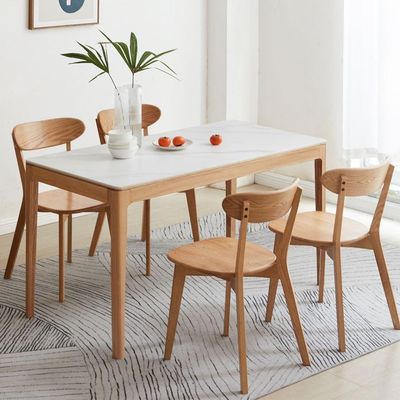 Seattle Natural Solid Oak Dining Table with Marble Top