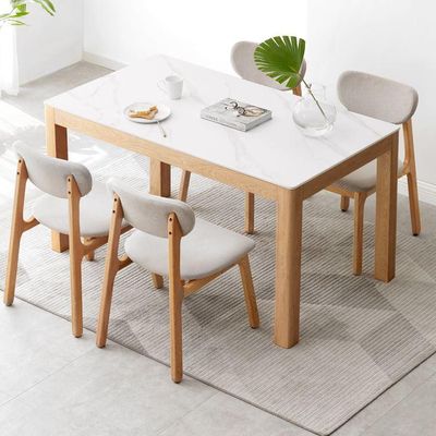 Humbie Natural Solid Oak Large Dining Table with Marble Top