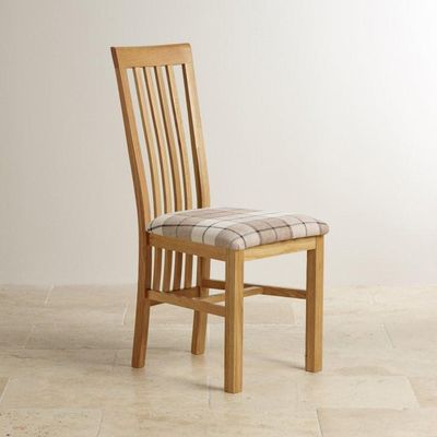 Osaka Solid Oak Slat Back Dining Chair with Fabric Pad