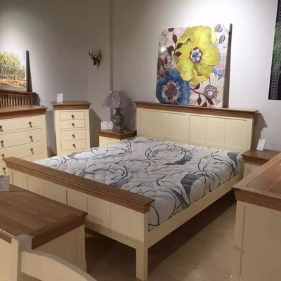 French Cottage Natural Oak and Painted Super King-Size Bed - Clearance