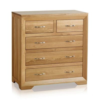 Chamfer Natural Solid Oak 2 over 3 Chest of Drawers