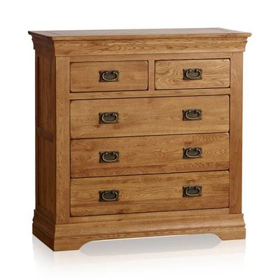 French Rustic Solid Oak 2+3 Chest Of Drawers