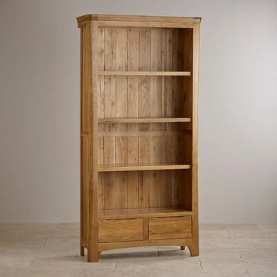 Renwick Rustic Solid Oak Bookcase Cabinet