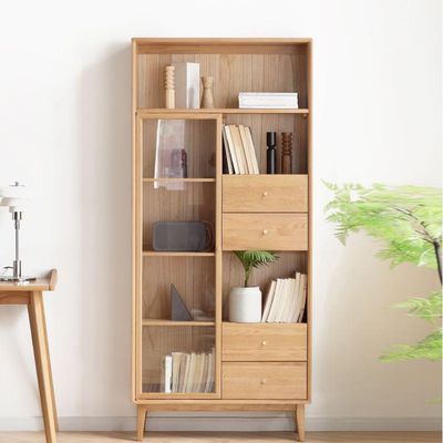 Oslo Natural Solid Oak Single Door Display Bookcase