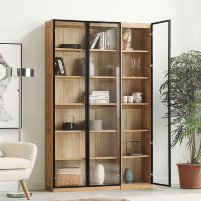 Odense Combination Neutral Oak Display/Bookcase Cabinet