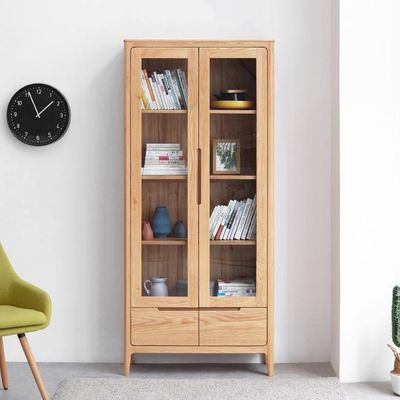 Seattle Natural Solid Oak Display Cabinet