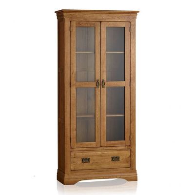 French Rustic Solid Oak Display Cabinet