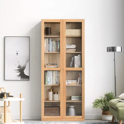 Oslo Natural Solid Oak Display Bookcase Cabinet