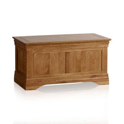 French Rustic Solid Oak Blanket Box