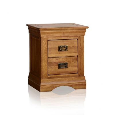 French Rustic Solid Oak Bedside Table