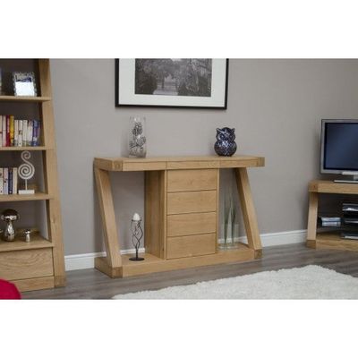 Zara Designer Oak Large Hall Table With Drawers