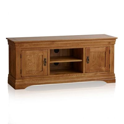 French Rustic Solid Oak Widescreen TV Cabinet