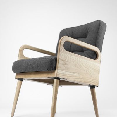 UPHOLSTERED MIDCENTURY SOLID TIMBER ARMCHAIR