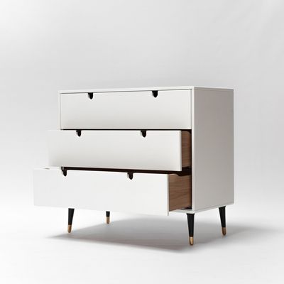 MIDCENTURY WHITE DRESSER IN SOLID TIMBER & PLYWOOD LACQUERED IN WHITE