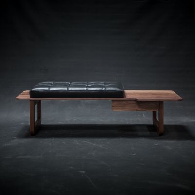 LOW 70's SOLID TIMBER BENCH WITH DRAWER